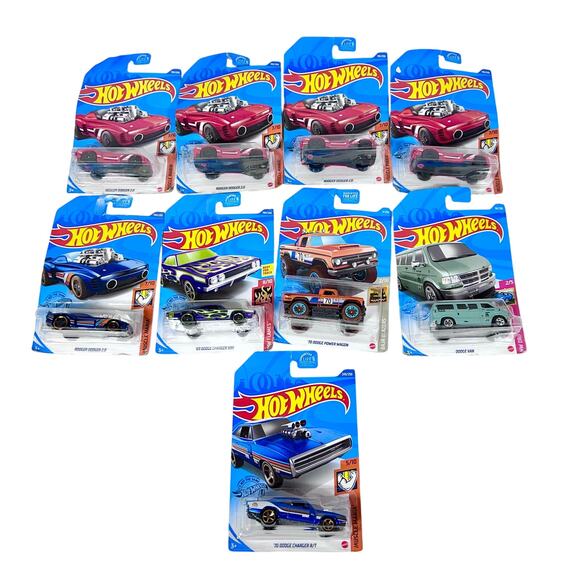 Hot Wheels Carded Lot Of 9 Various Years Dodge Van Charger Toy Cars New (T) - Picture 1 of 6